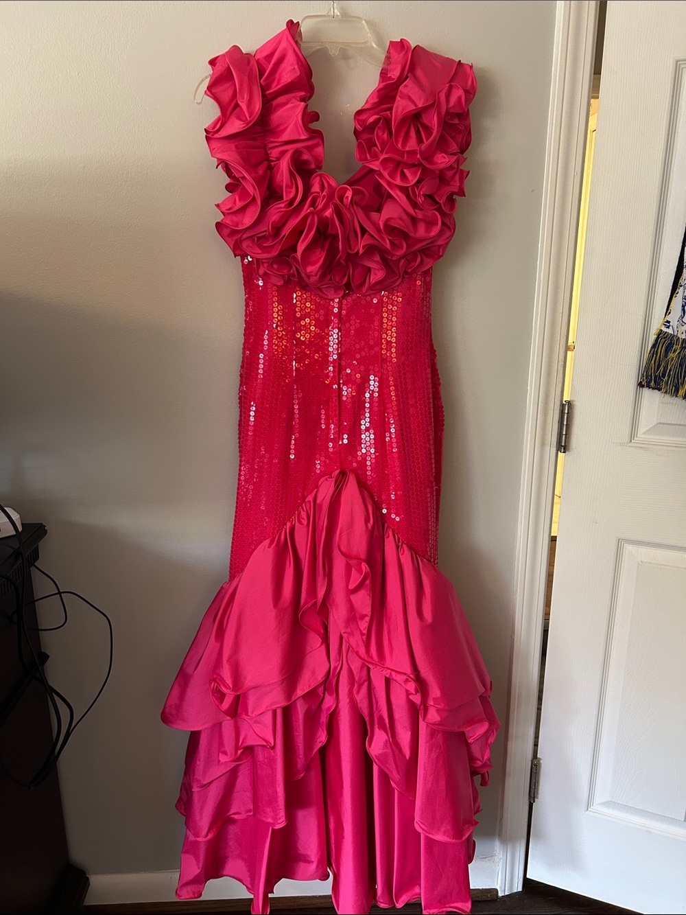 Vintage 1989 Pink Sequin Ruffle Costume Dress - Picture 2 of 2